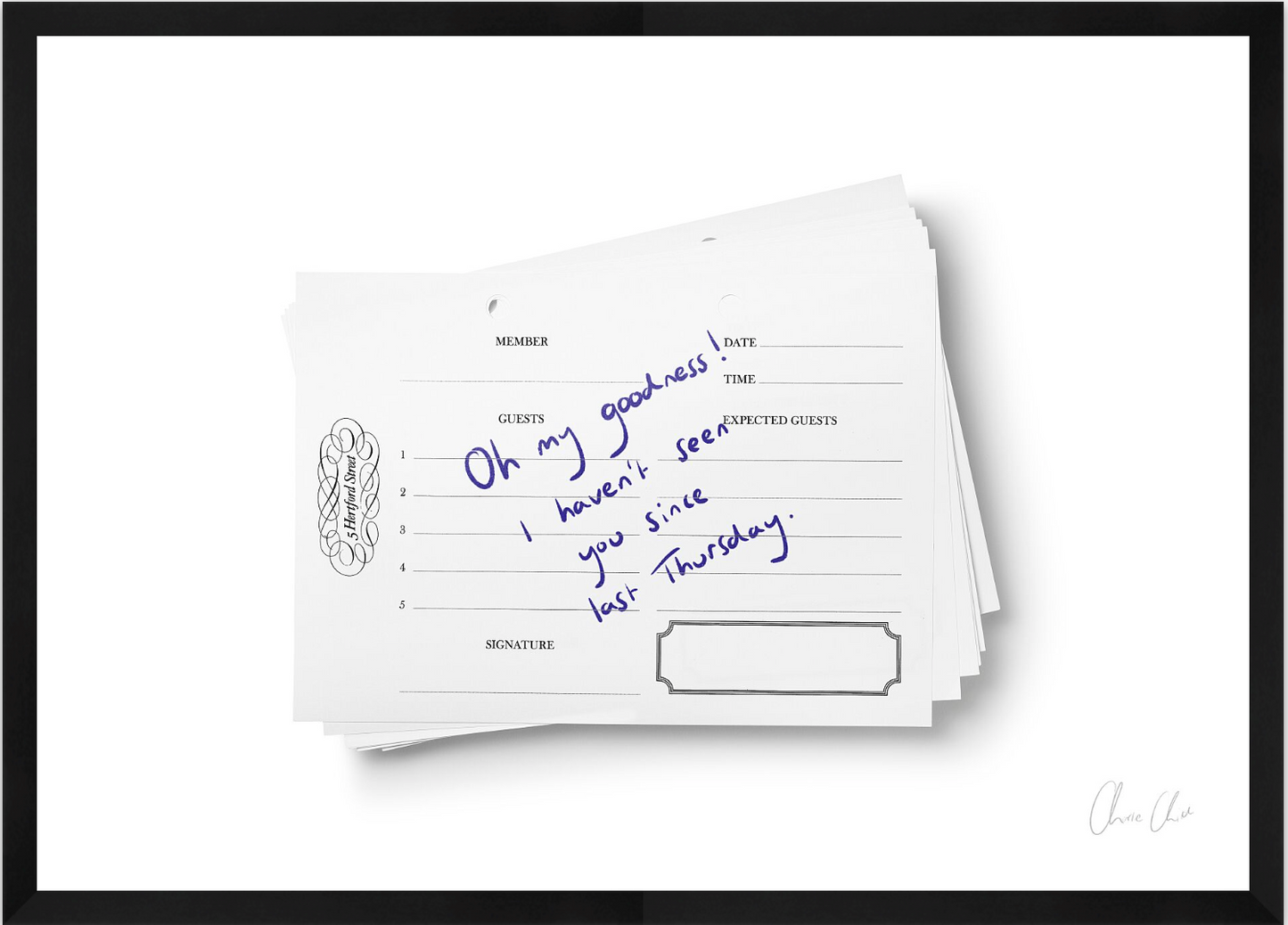 Guestbook at 5 Hertford Street