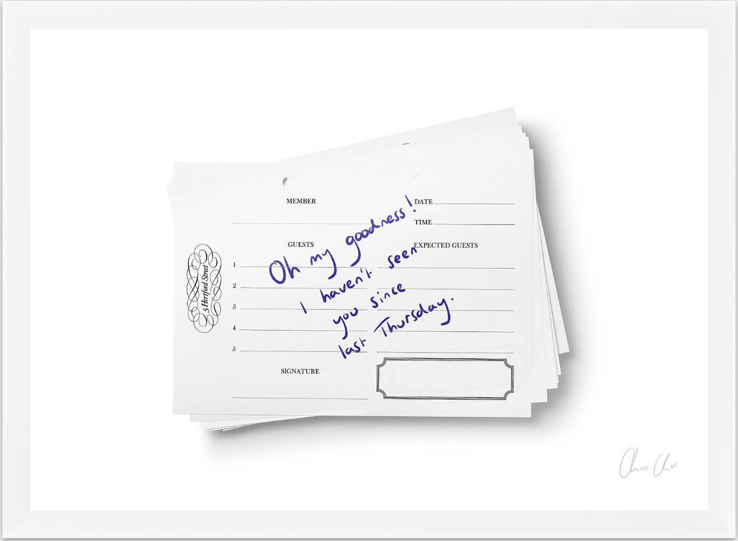 Guestbook at 5 Hertford Street