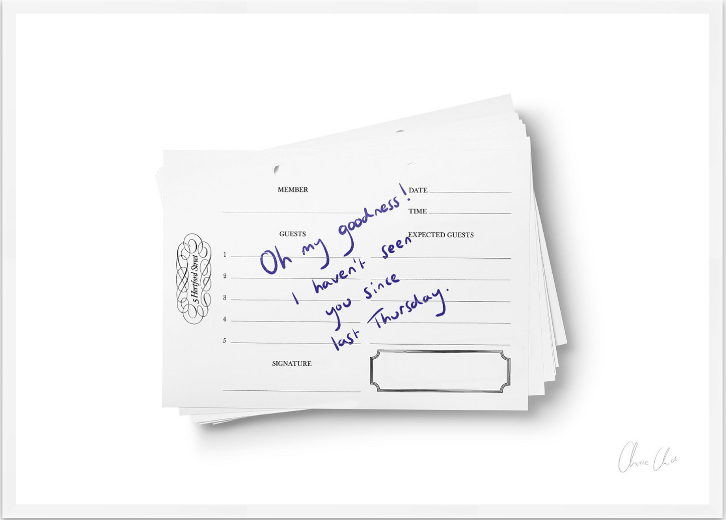 Guestbook at 5 Hertford Street